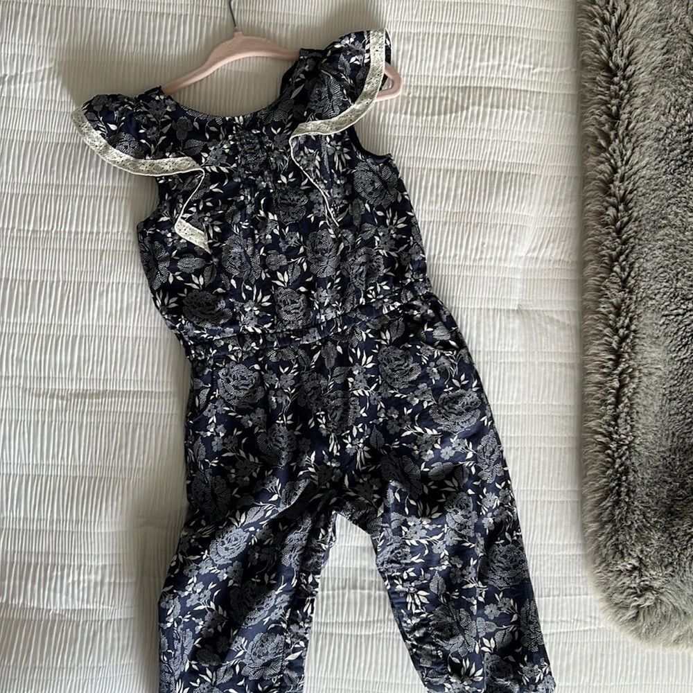 Janie & Jack Blue floral jumpsuit